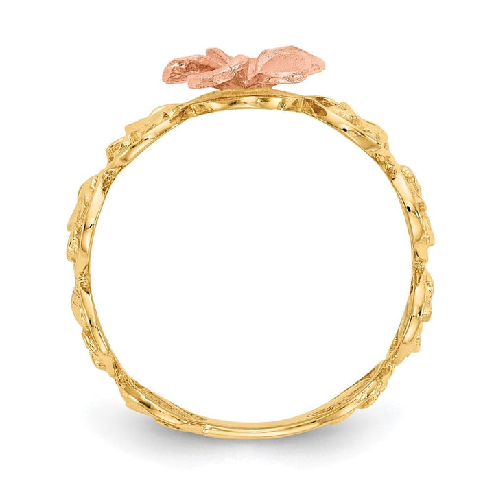 14k Two-Tone Gold D.C. Plumeria Flowers Rose Ring