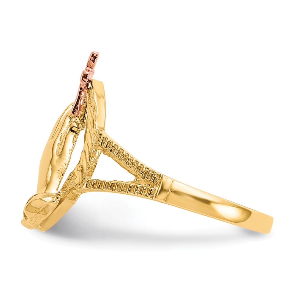 14k Two-Tone Gold D.C. Praying Hands with Cross Ring