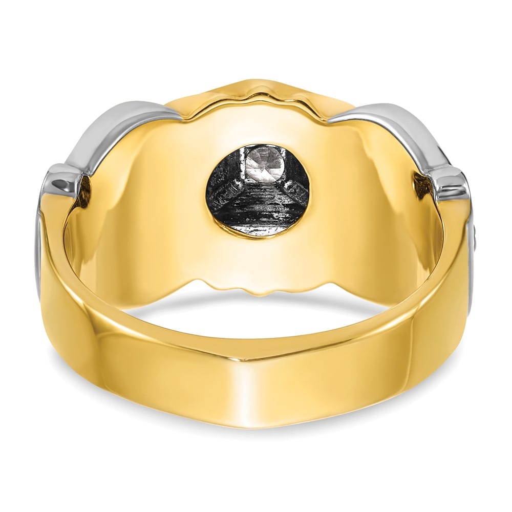 14k Two-Tone Gold Diamond 11.82 g with Blue Enamel and Blue Lodge Ring