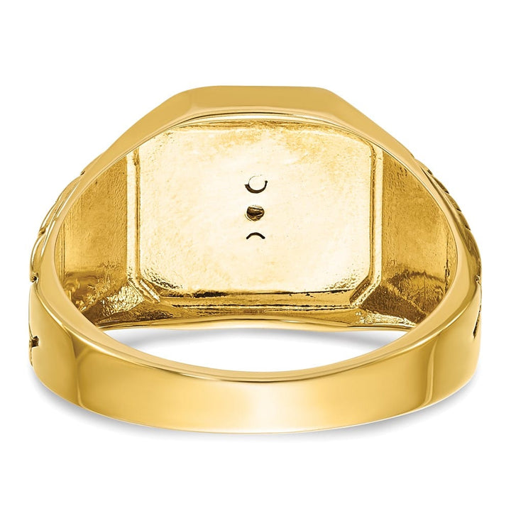 14k Two-Tone Gold Diamond 7.51 g with Blue Enamel and Blue Lodge Ring