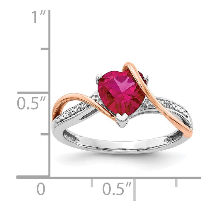 14k Two-Tone Gold Diamond and 7 mm Ruby Heart Twist Ring
