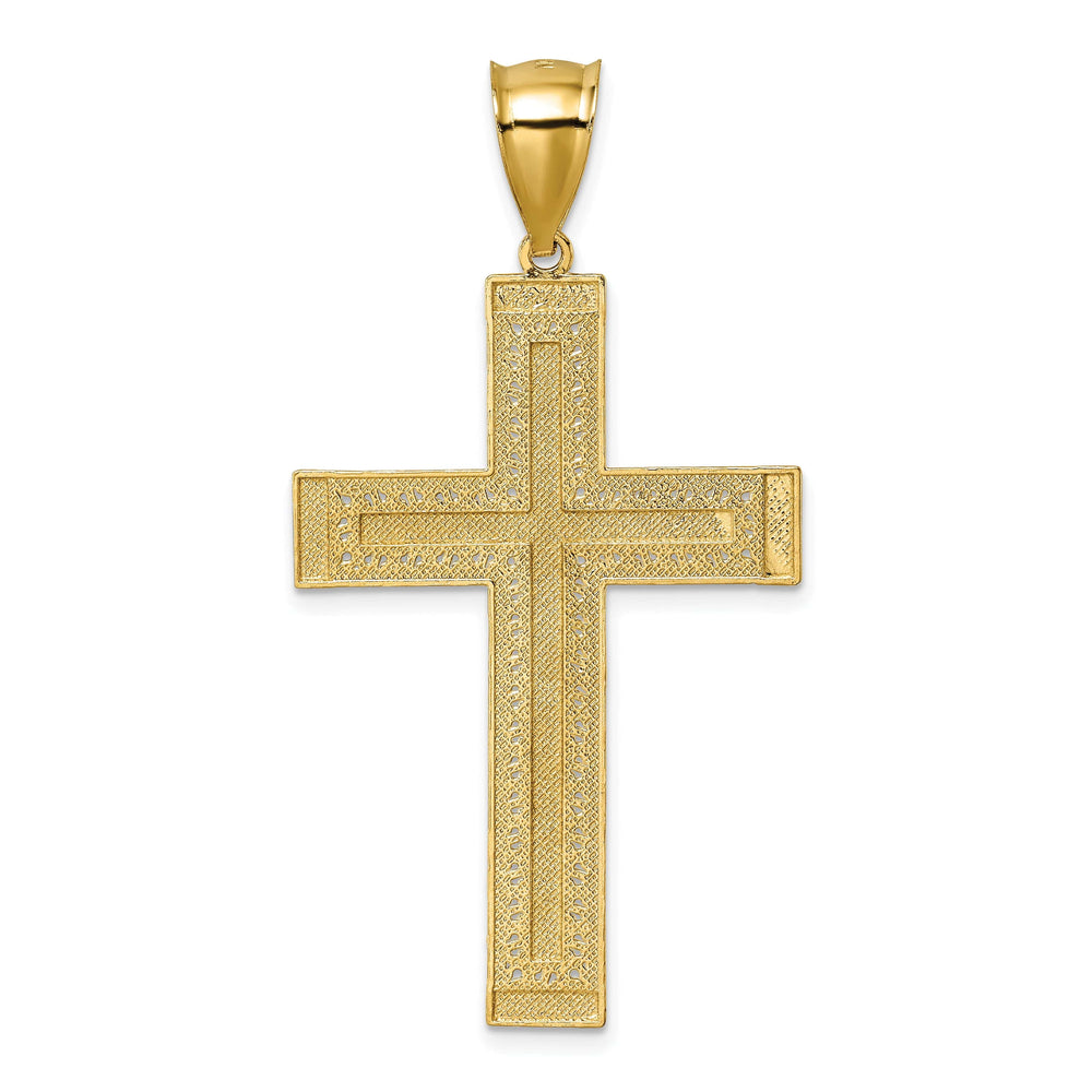 Lovely Rita's 14K Two-Tone Gold Elegant D.C Textured Fancy Latin Cross Pendant