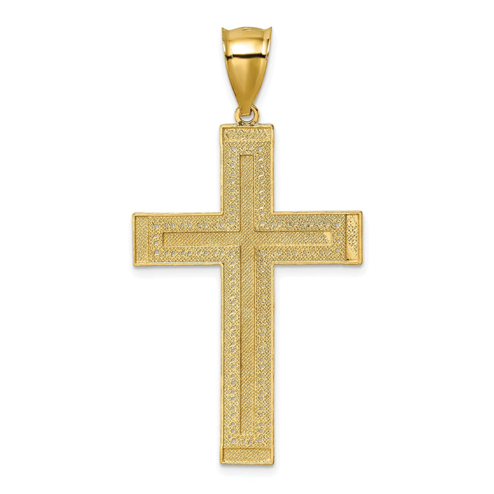 Lovely Rita's 14K Two-Tone Gold Elegant D.C Textured Fancy Latin Cross Pendant