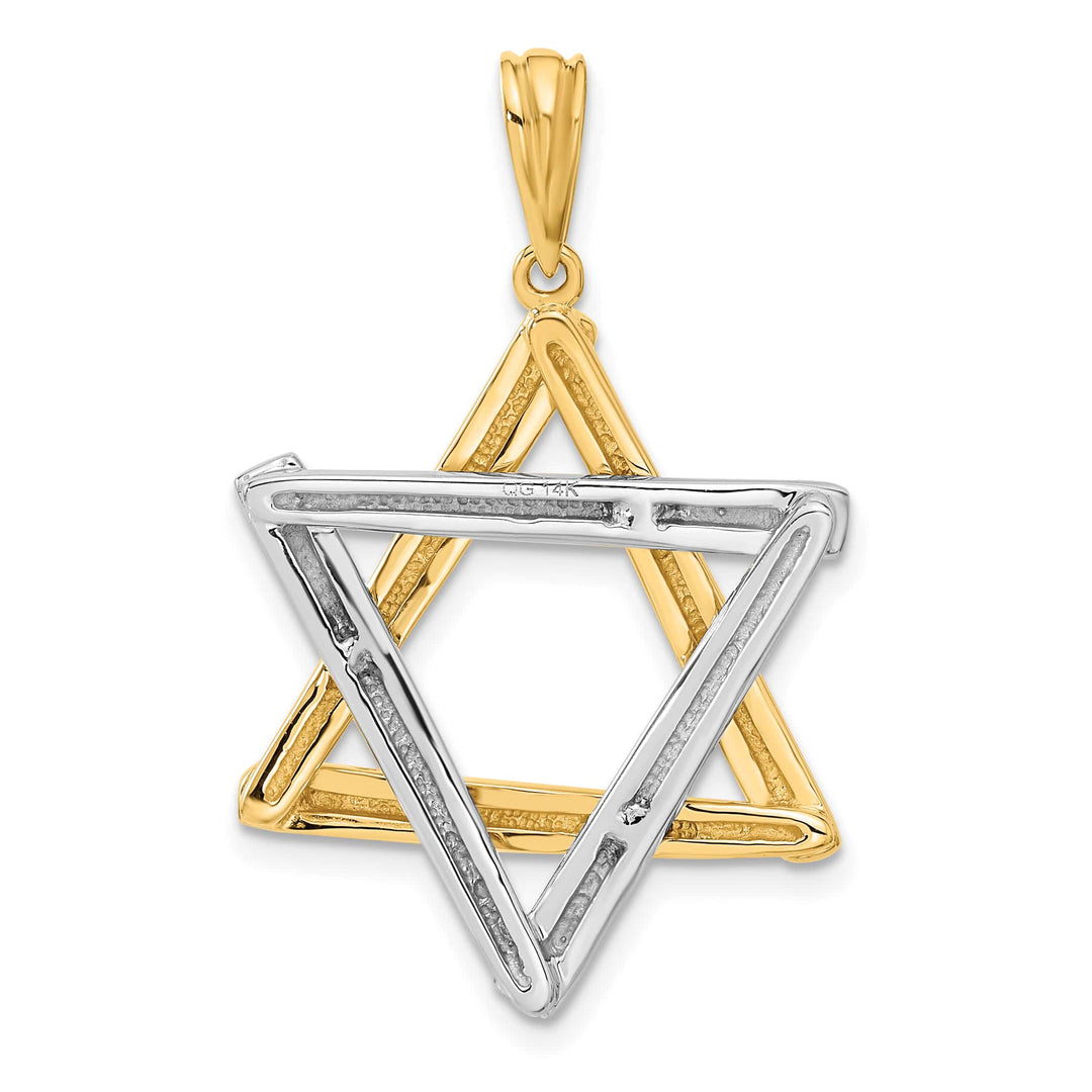 14K Two-Tone Gold Extra Large Statement Star Of David Pendant