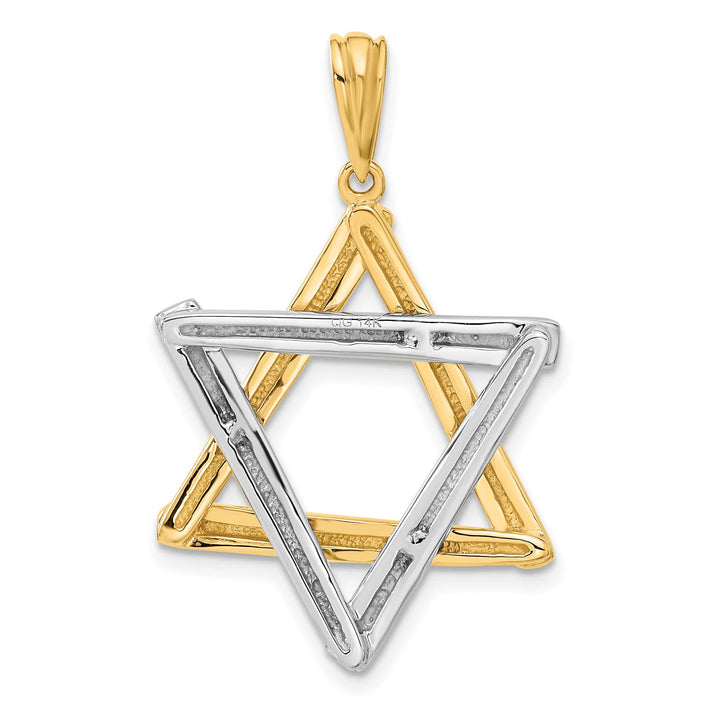14K Two-Tone Gold Extra Large Statement Star Of David Pendant