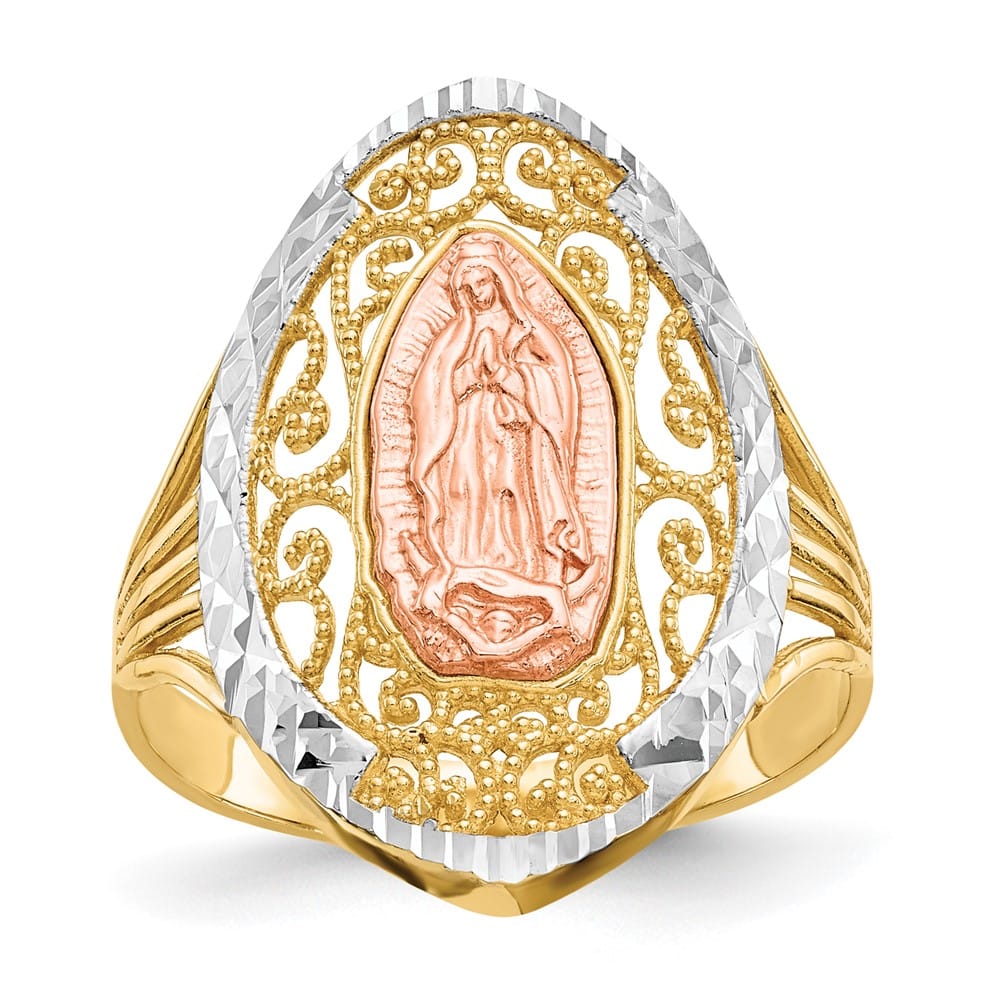 14k Two-Tone Gold Filigree Our Lady of Guadalupe Ring
