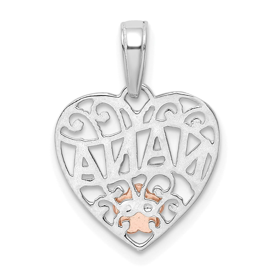 14K Two-Tone Gold Flower NANA Heart Pendant