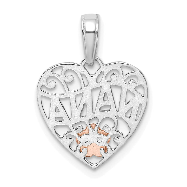 14K Two-Tone Gold Flower NANA Heart Pendant