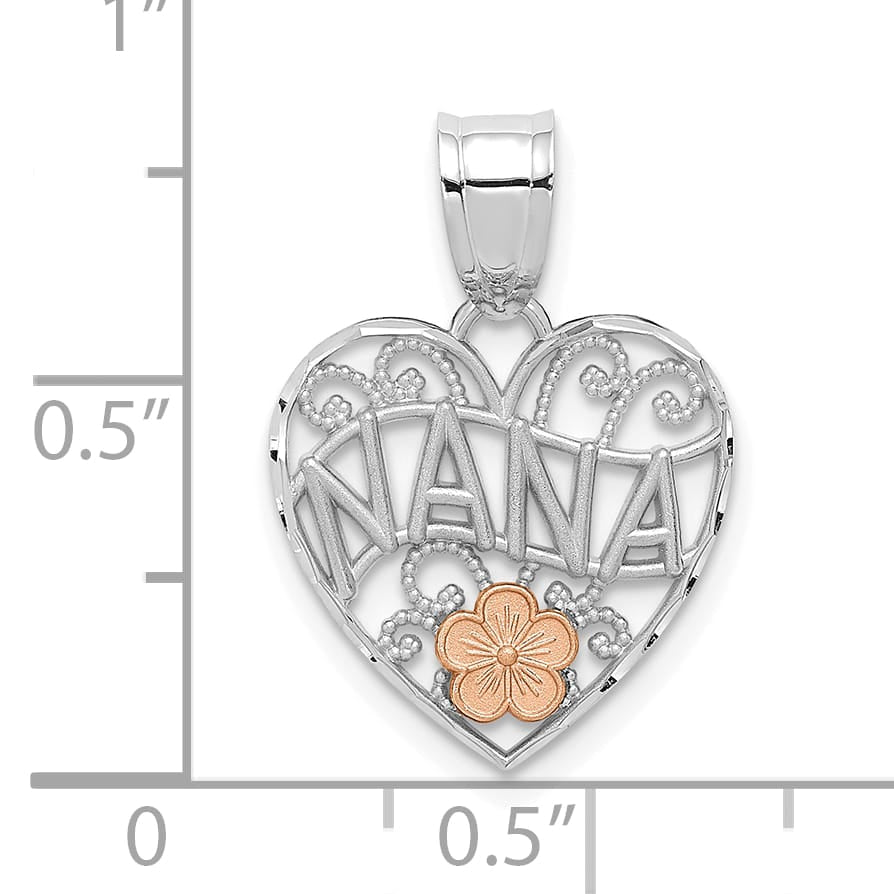 14K Two-Tone Gold Flower NANA Heart Pendant
