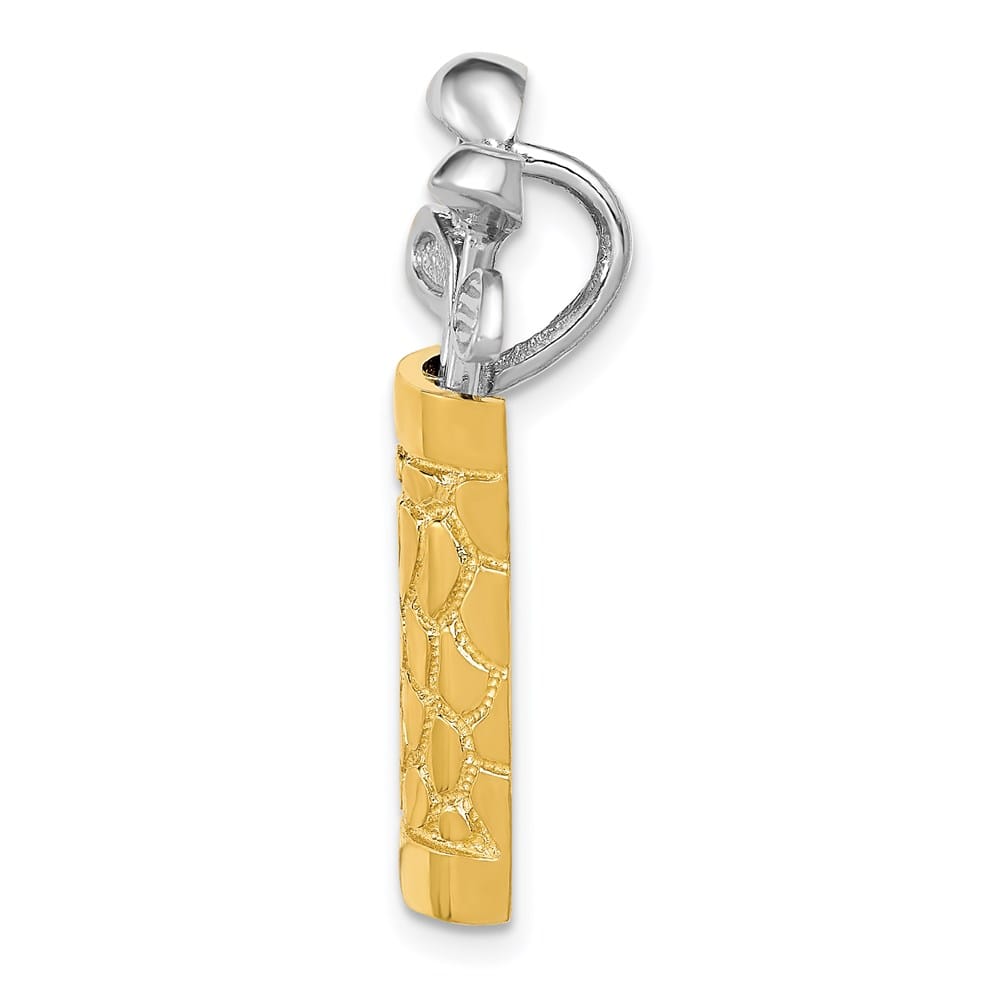 14K Two-Tone Gold Golf Bag with Clubs Pendant