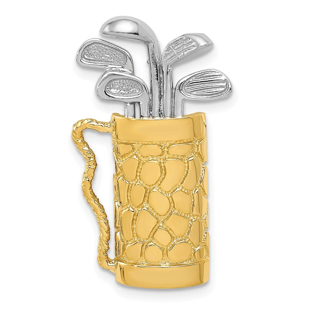 14K Two-Tone Gold Golf Bag with Clubs Pendant