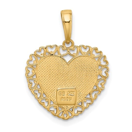 14K Two-Tone Gold GRANDMA Heart with Flower Charm