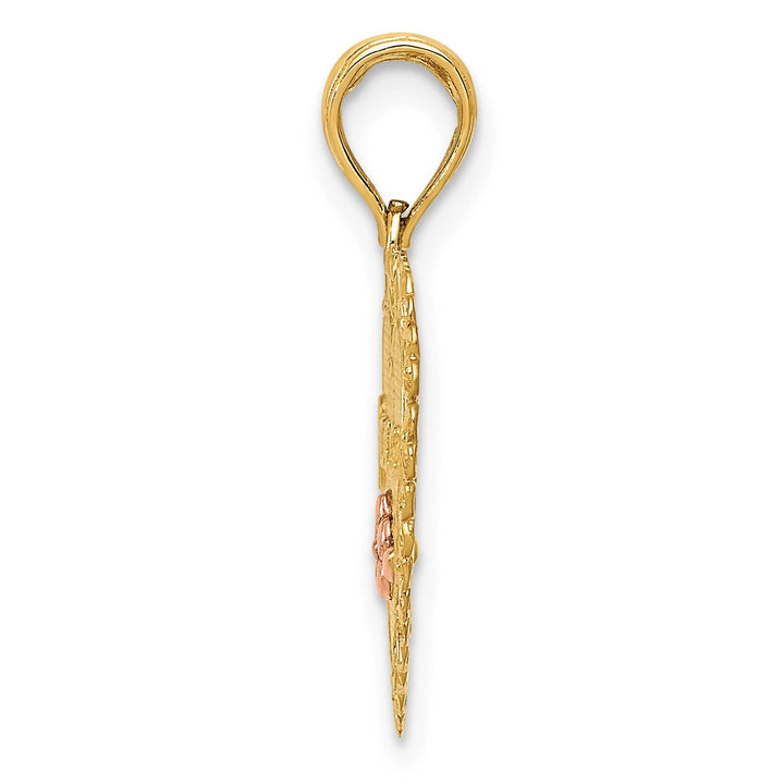14K Two-Tone Gold GRANDMA Heart with Flower Charm