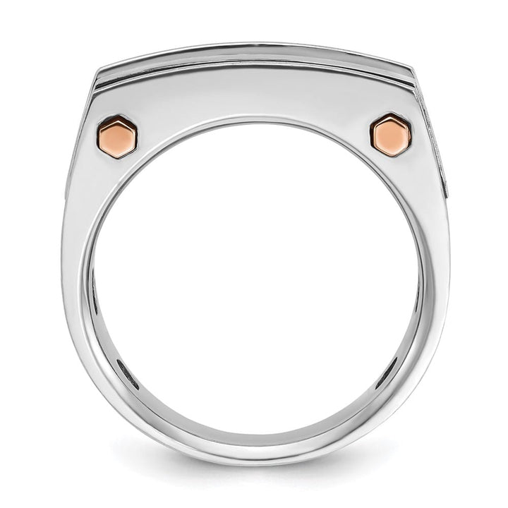 14k Two-Tone Gold Grooved 5-Stone I1 Quality Diamond Men's Ring