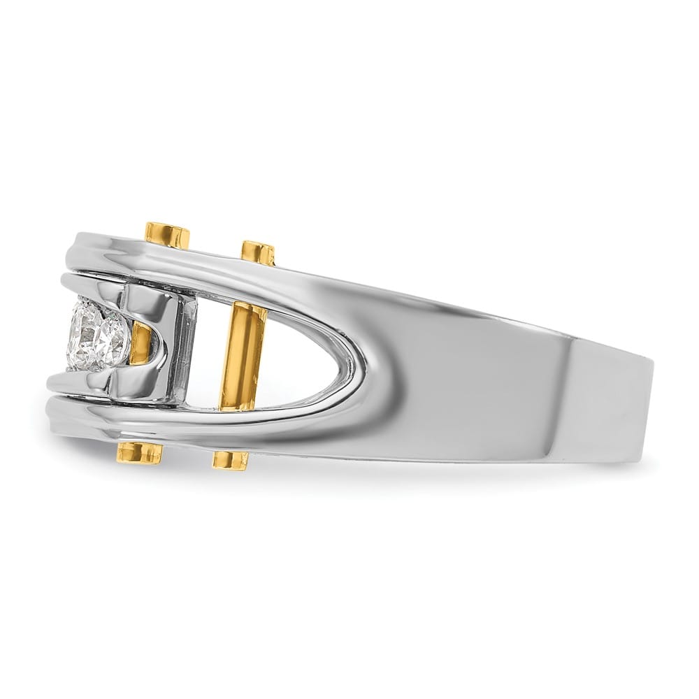 14k Two-Tone Gold Grooved Channel-set 5-Stone I1 Diamond Men's Ring