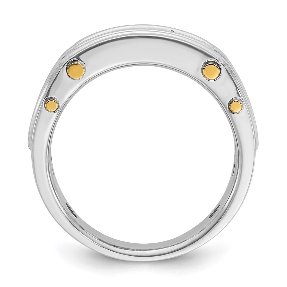 14k Two-Tone Gold Grooved Channel-set 5-Stone I1 Diamond Men's Ring