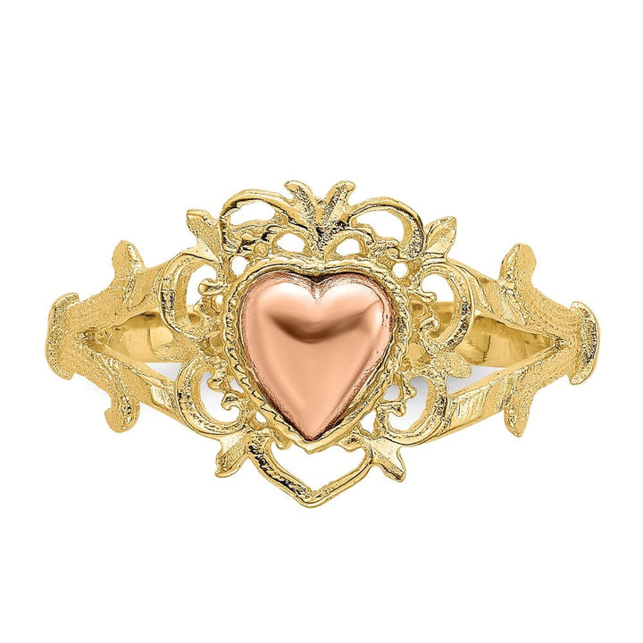 14k Two-Tone Gold Heart and Filigree Ring
