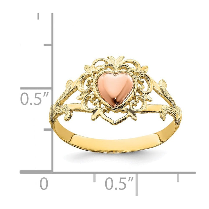 14k Two-Tone Gold Heart and Filigree Ring