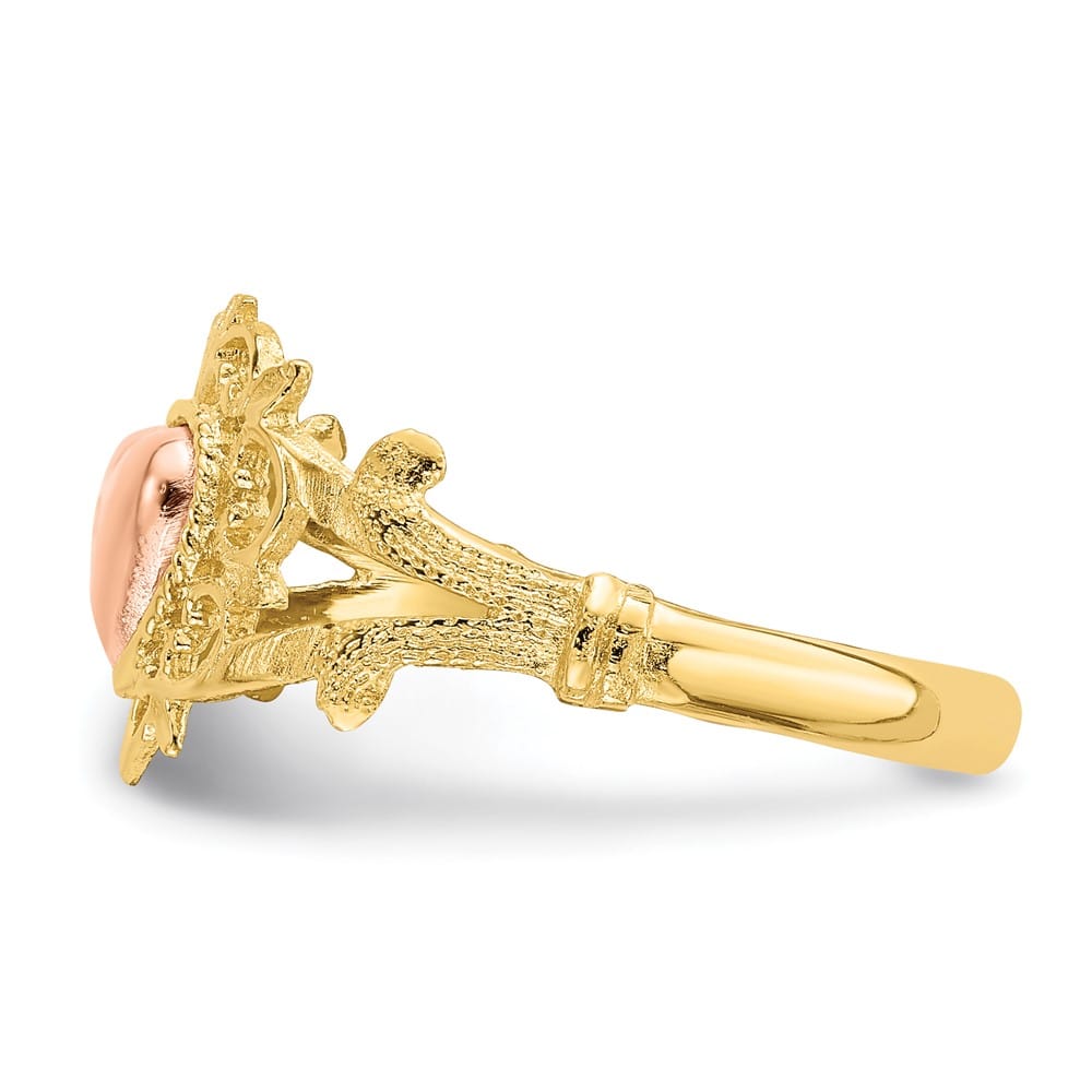 14k Two-Tone Gold Heart and Filigree Ring