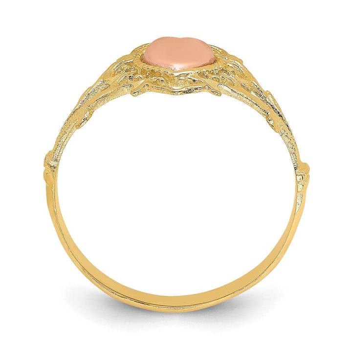 14k Two-Tone Gold Heart and Filigree Ring