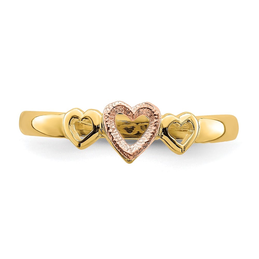 14k Two-Tone Gold Hearts Ring