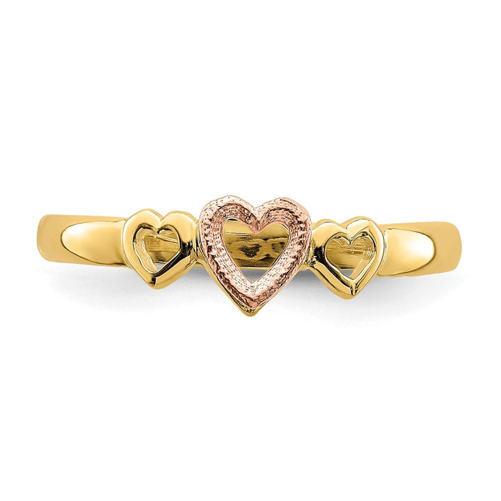 14k Two-Tone Gold Hearts Ring