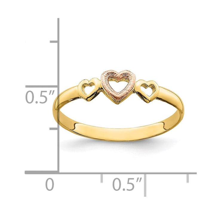 14k Two-Tone Gold Hearts Ring