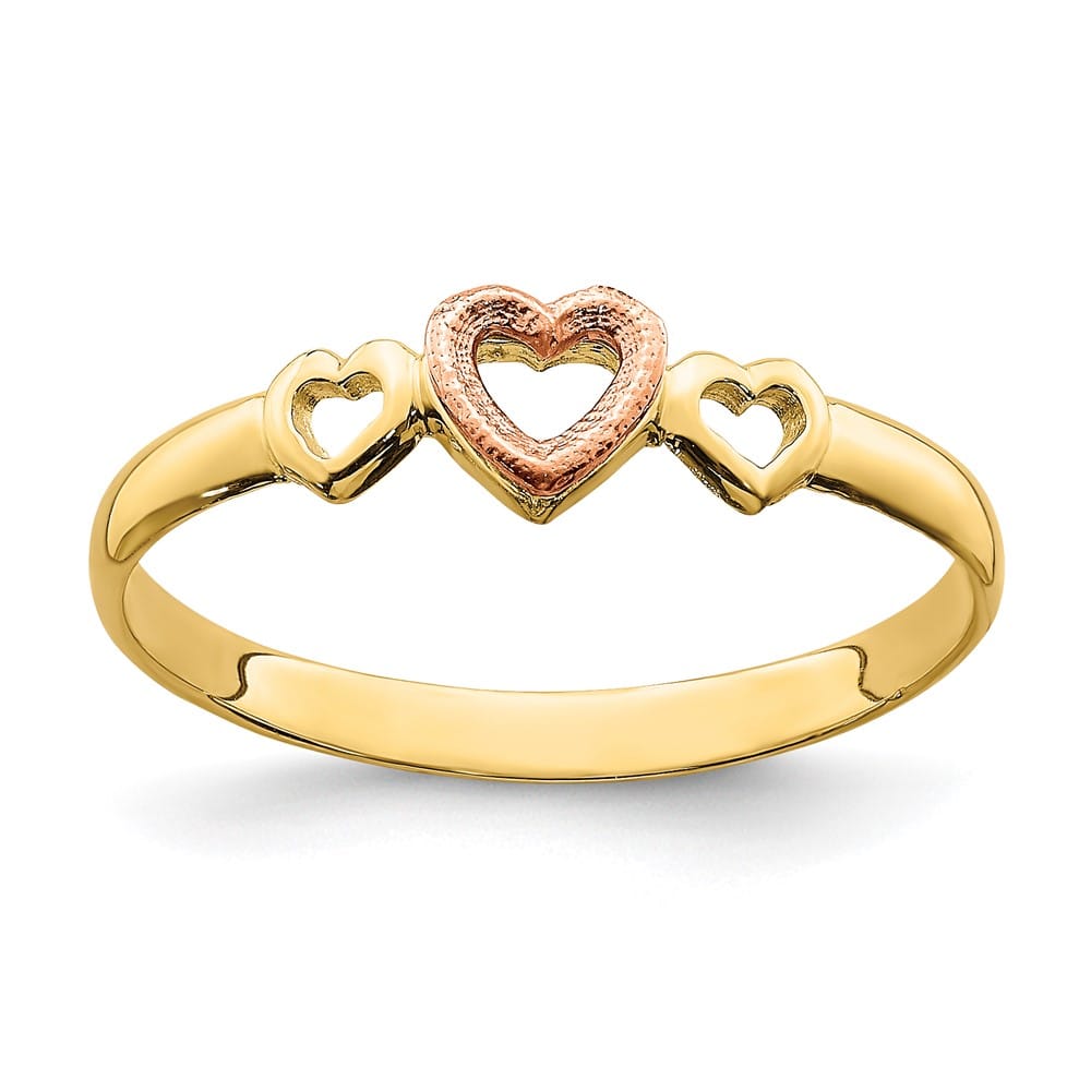 14k Two-Tone Gold Hearts Ring
