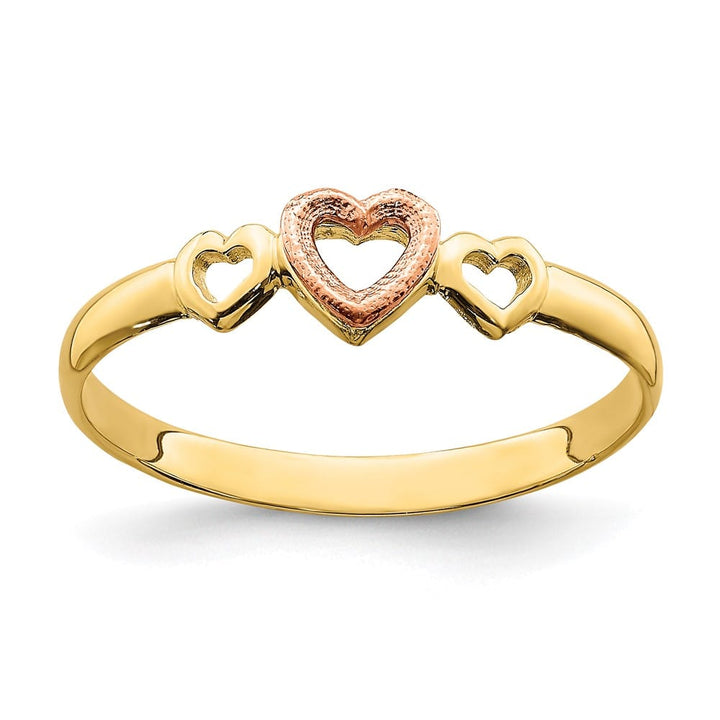 14k Two-Tone Gold Hearts Ring