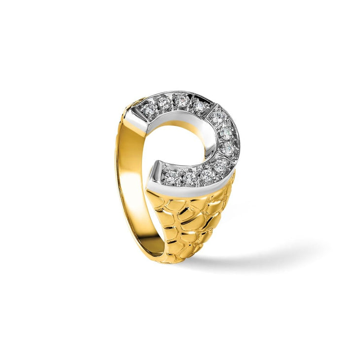 14k Two-Tone Gold Horseshoe 1/5 Carat Diamond Men's Ring