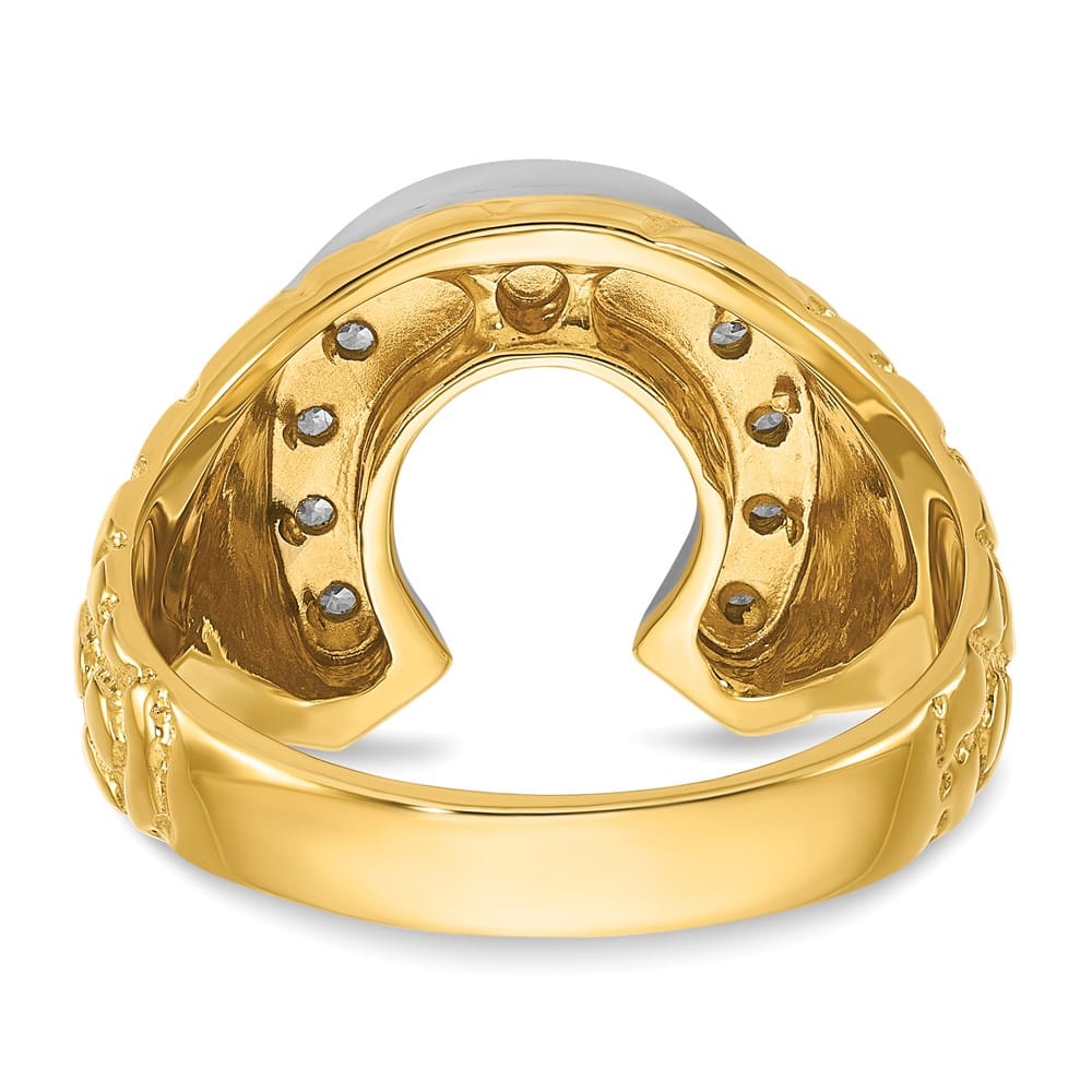 14k Two-Tone Gold Horseshoe 1/5 Carat Diamond Men's Ring