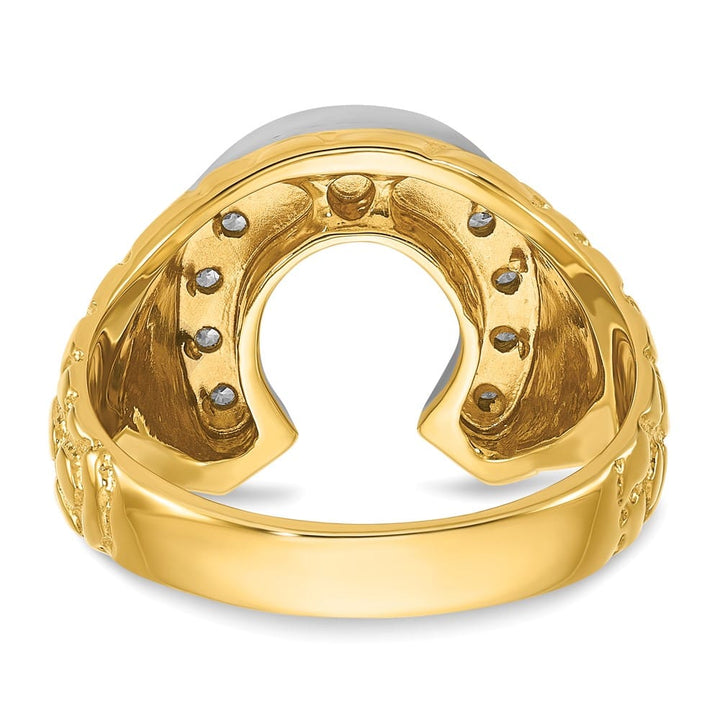 14k Two-Tone Gold Horseshoe 1/5 Carat Diamond Men's Ring