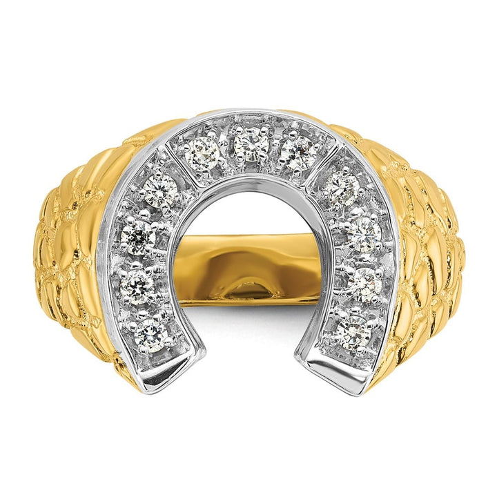 14k Two-Tone Gold Horseshoe 1/5 Carat Diamond Men's Ring