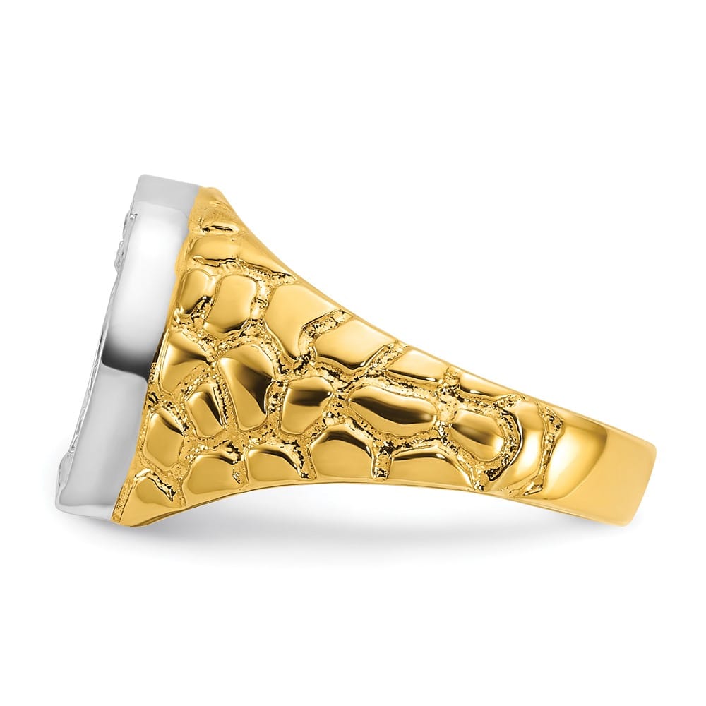 14k Two-Tone Gold Horseshoe 1/5 Carat Diamond Men's Ring