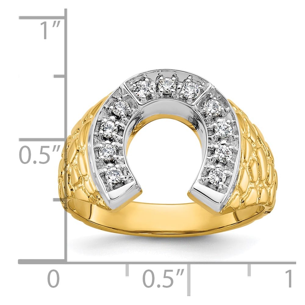 14k Two-Tone Gold Horseshoe 1/5 Carat Diamond Men's Ring