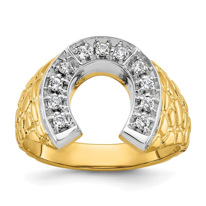 14k Two-Tone Gold Horseshoe 1/5 Carat Diamond Men's Ring