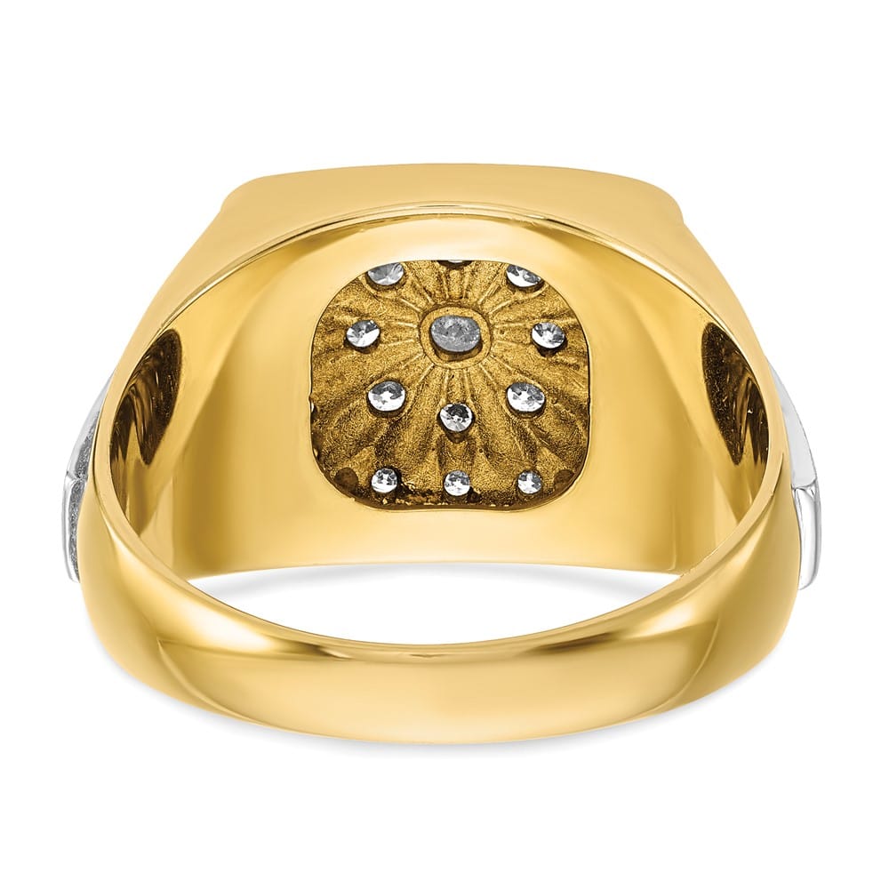 14k Two-Tone Gold I1 Diamond Square Cluster Men's Ring