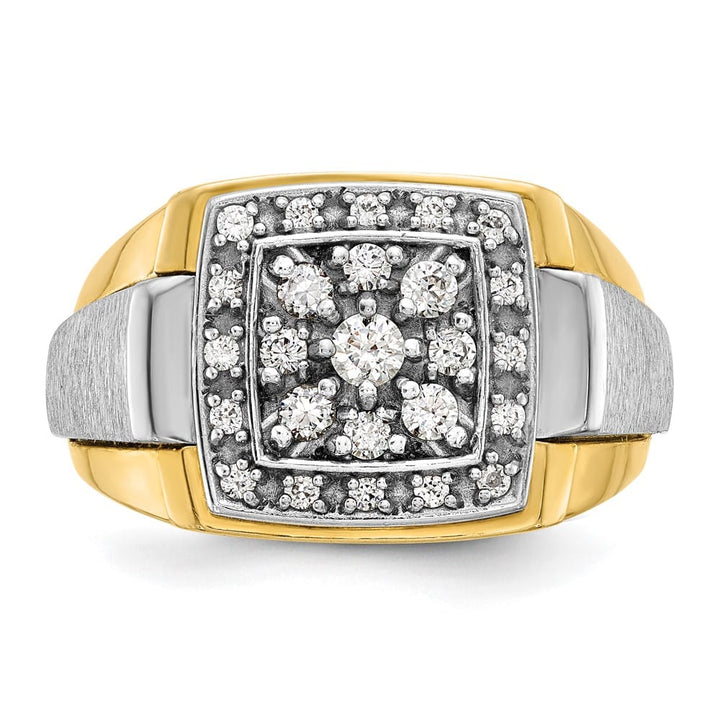 14k Two-Tone Gold I1 Diamond Square Cluster Men's Ring