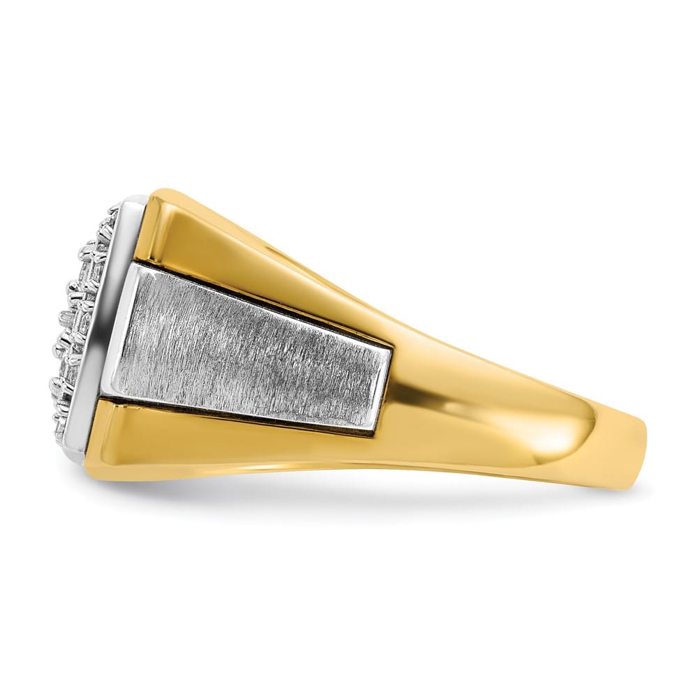 14k Two-Tone Gold I1 Diamond Square Cluster Men's Ring