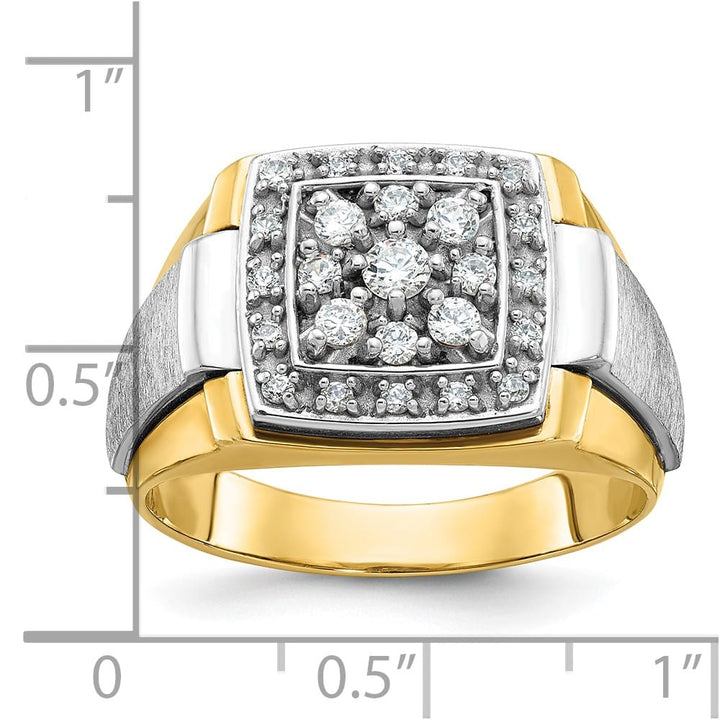 14k Two-Tone Gold I1 Diamond Square Cluster Men's Ring