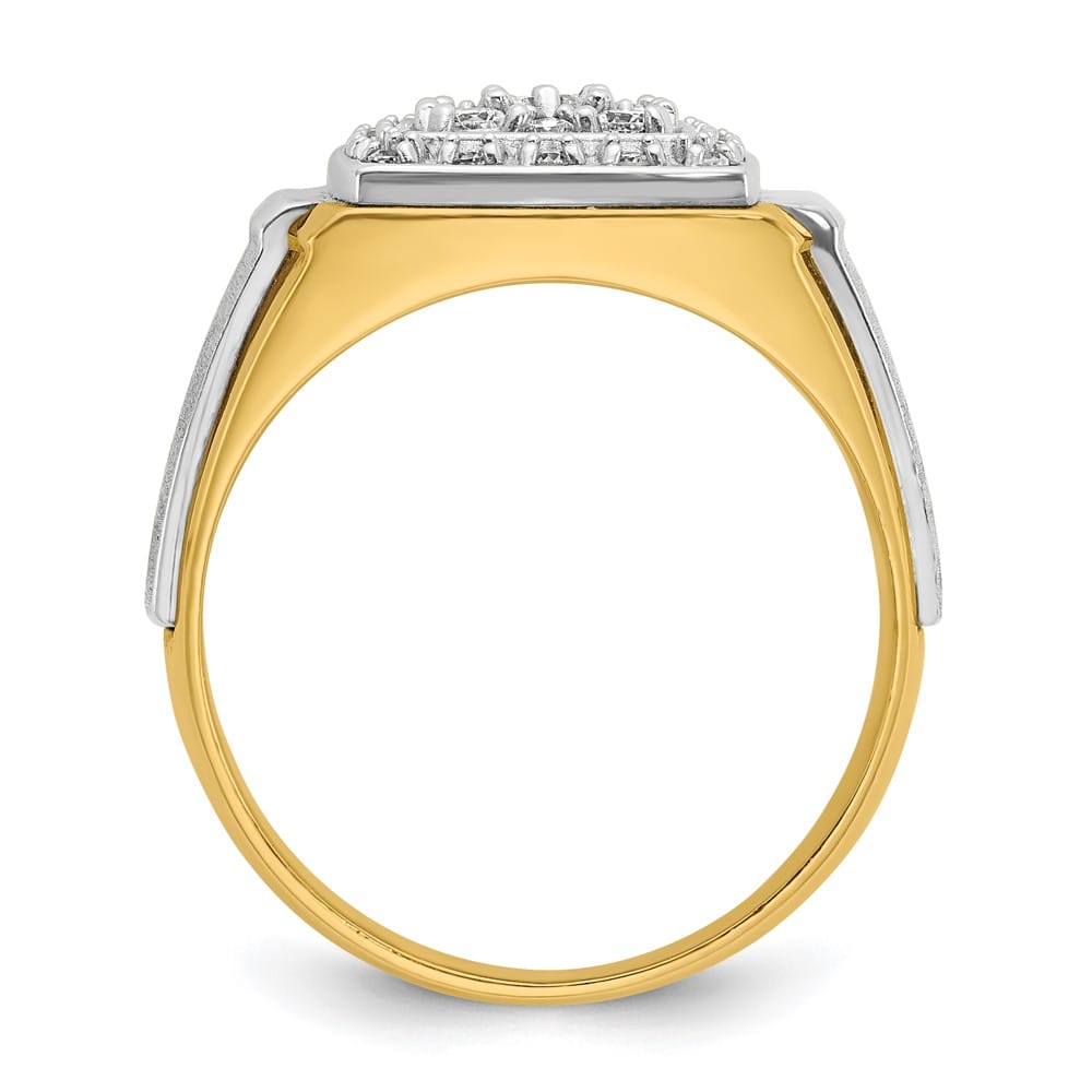 14k Two-Tone Gold I1 Diamond Square Cluster Men's Ring