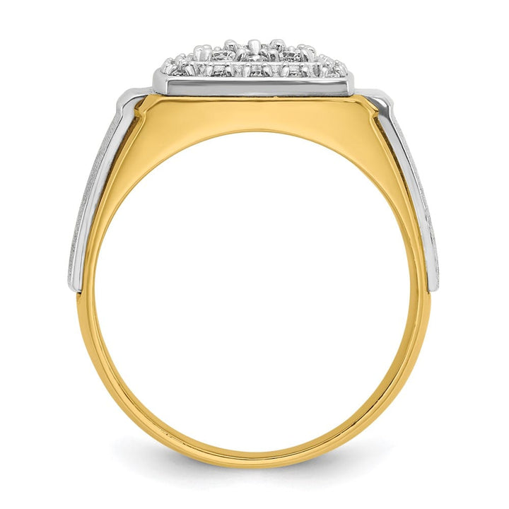 14k Two-Tone Gold I1 Diamond Square Cluster Men's Ring