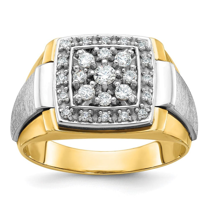 14k Two-Tone Gold I1 Diamond Square Cluster Men's Ring