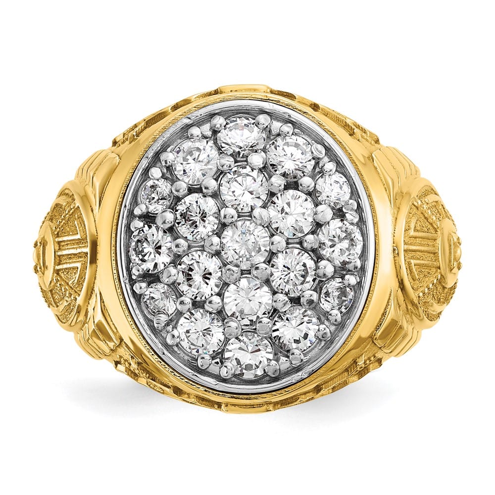 14k Two-Tone Gold I1 Quality Diamond Oval Cluster Men's Ring
