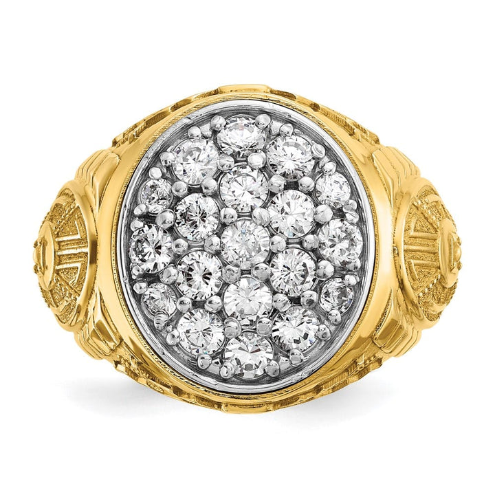 14k Two-Tone Gold I1 Quality Diamond Oval Cluster Men's Ring