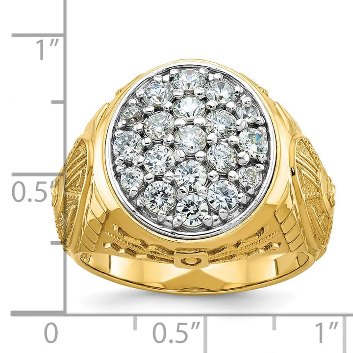 14k Two-Tone Gold I1 Quality Diamond Oval Cluster Men's Ring