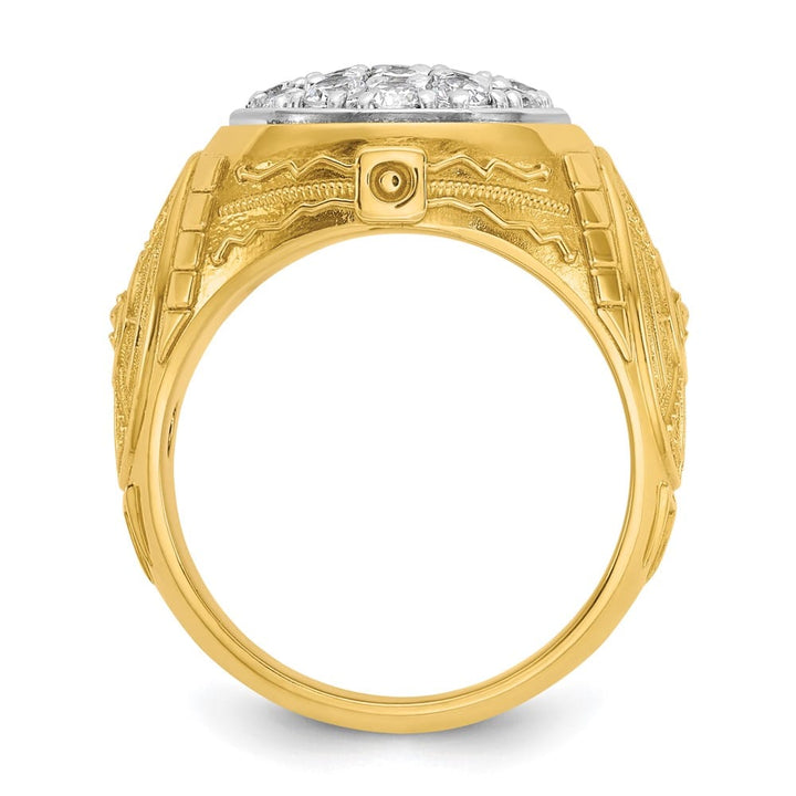 14k Two-Tone Gold I1 Quality Diamond Oval Cluster Men's Ring