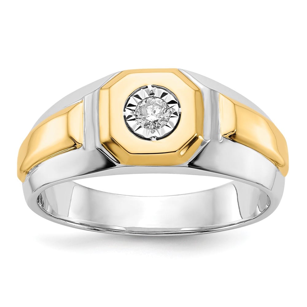 14k Two-Tone Gold IB Goodman 1/10 Carat Diamond Men's Ring