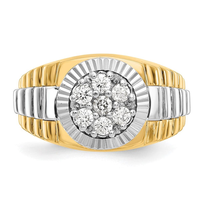 14k Two-Tone Gold IB Goodman 1/2 Carat I1 Diamond Cluster Men's Ring