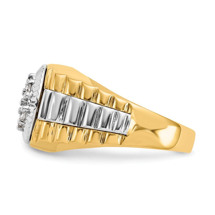 14k Two-Tone Gold IB Goodman 1/2 Carat I1 Diamond Cluster Men's Ring